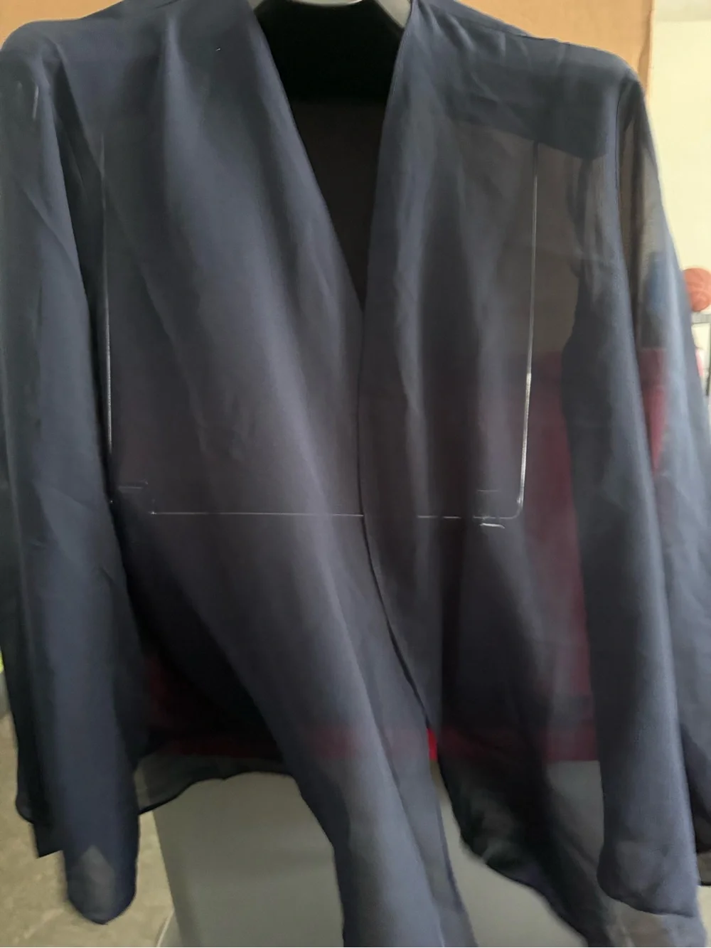 Sheer Navy Open-Front Blouse p45